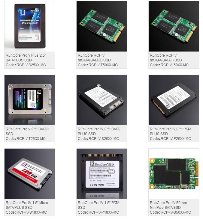 overview of RunCore's consumer SSD range - click for more info