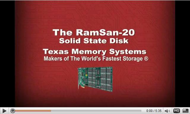 click to watch a  video about the RamSan-20 - approx 5 minutes running time